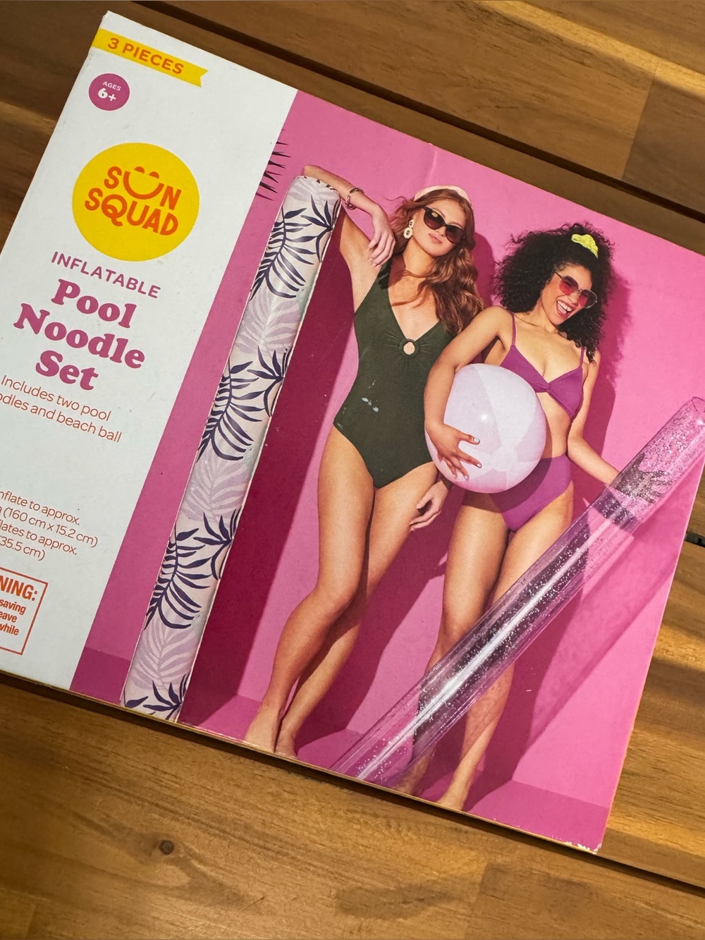 Sun Squad Inflatable Pool Noodle Set - Pink & White